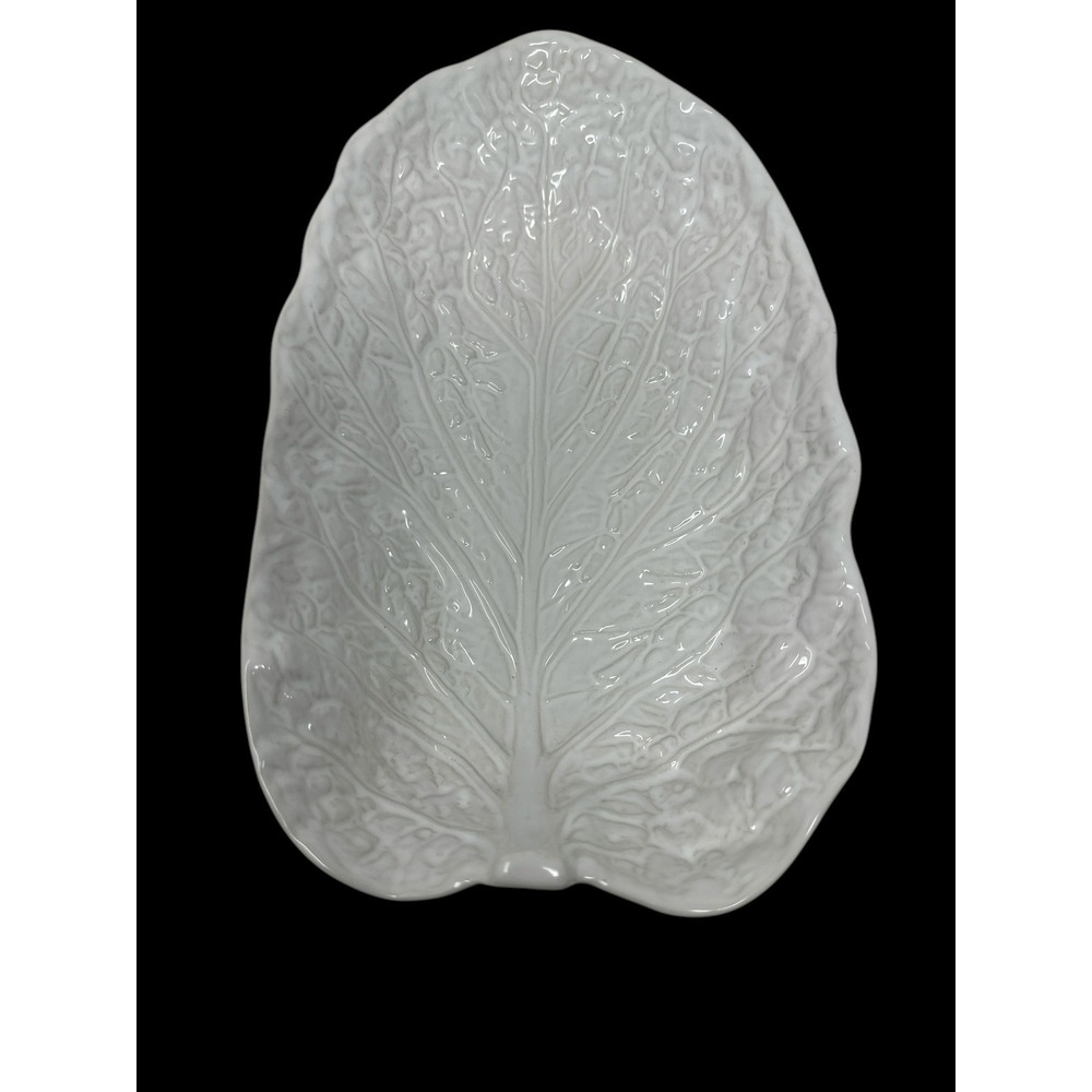 Vintage Neuwirth White Majolica LettuceWare Leaf Bowl Made In Portugal MINT
